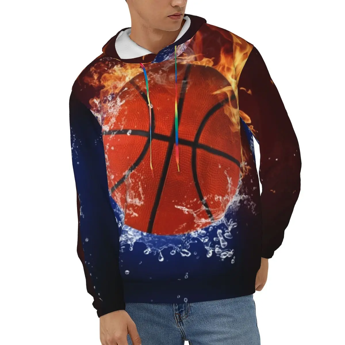 

Мужская толстовка с Баскетбольным мячом в Огненном пламени, повседневные толстовки с длинным рукавом, кофта для мальчиков на осень и весну