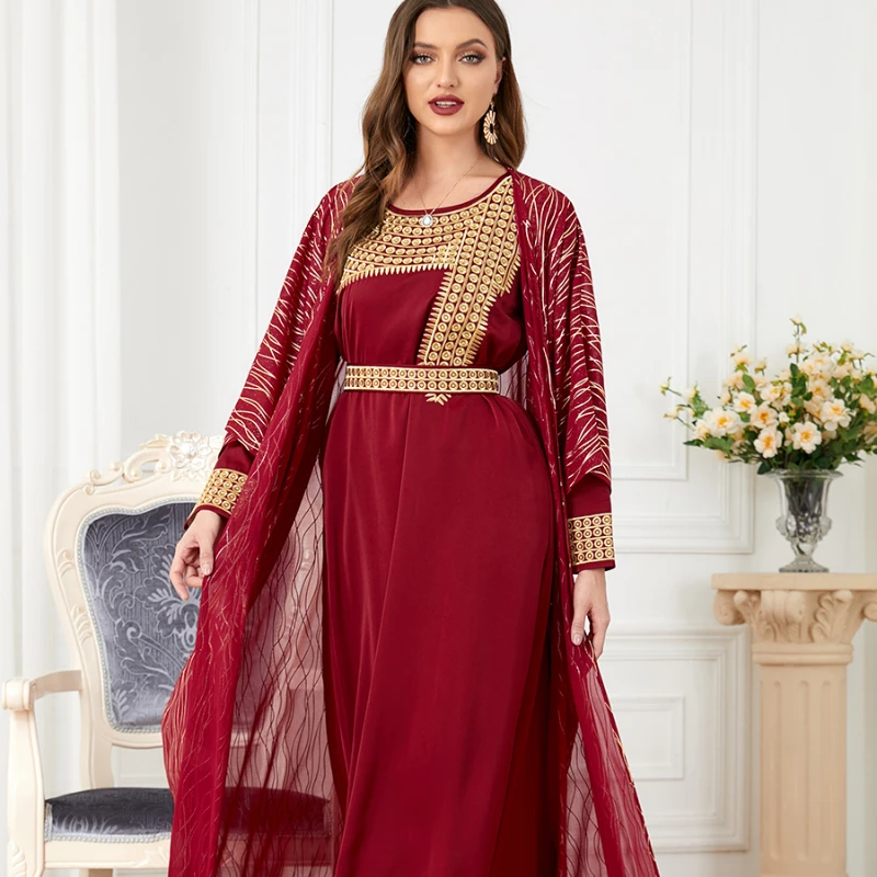 Elegant Casual Women's Dresses Abayas For Women Luxury 2 Piece Muslim Sets Embroidery Belted Kaftan Islamic Dresses Ramadan
Elegant Casual Women's Dresses Abayas For Women Luxury 2 Piece Muslim Sets Embroidery Belted Kaftan Islamic Dresses Ramadan