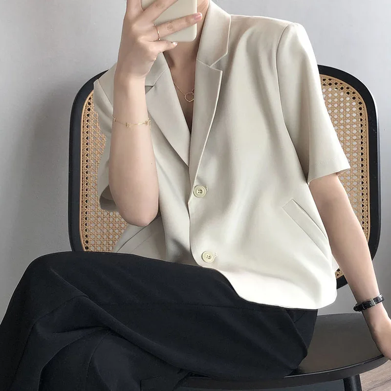 Jmprs Office Lady Elegant Fashion Blazers Korean Summer Women Loose Short Sleeve Suit Coat Harajuku All Match Solid Outwear New
Jmprs Office Lady Elegant Fashion Blazers Korean Summer Women Loose Short Sleeve Suit Coat Harajuku All Match Solid Outwear New