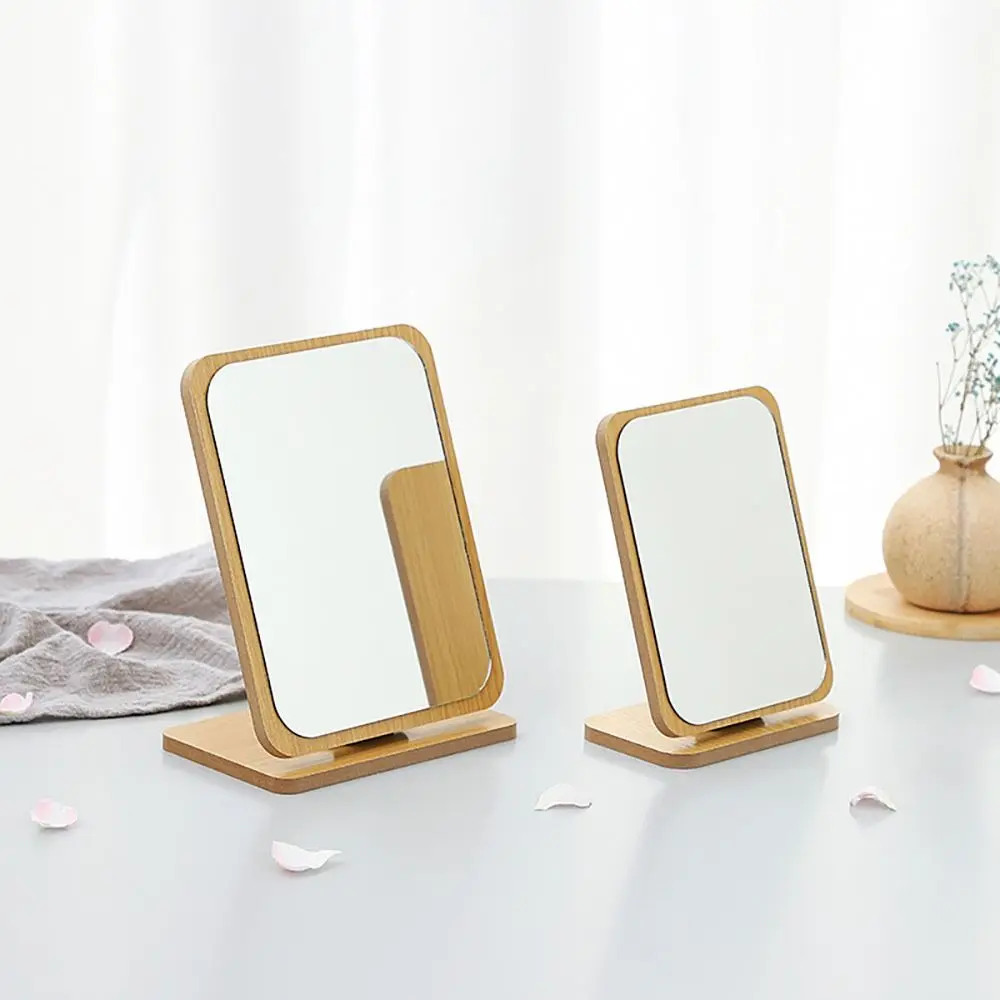 

Складное зеркало с деревянной основой, новое одностороннее зеркало для макияжа высокой четкости с поворотом на 360 градусов, регулируемое настольное зеркало для дома