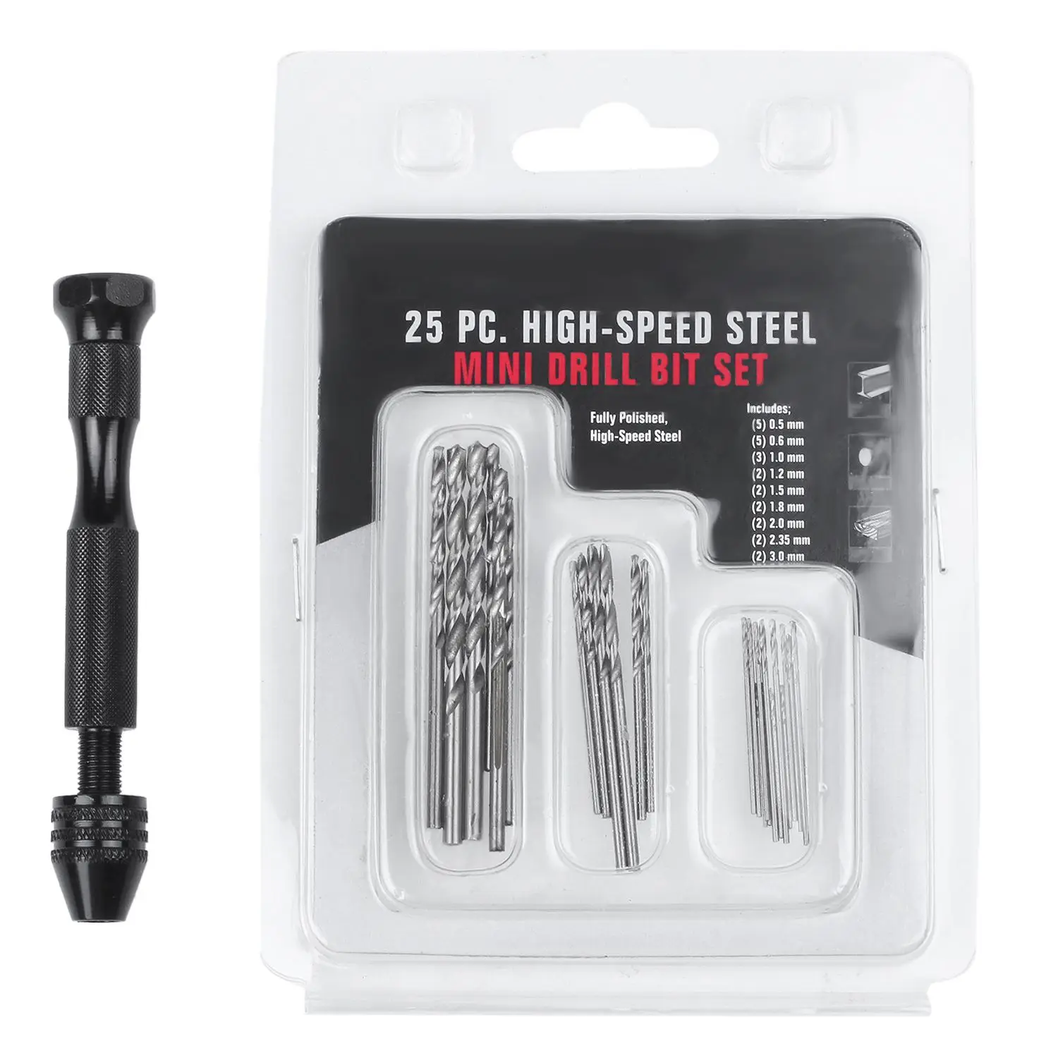 

Hand Twist Drill Bits Set DIY Precision Pin Vise Model Mini Hand Spiral Drill with 25pcs 0.3mm to 3.0mm Micro-Drill Bits (Black)