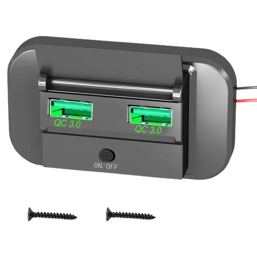 

Quick Charge Type C Dual USB Ports QC3.0 Car Bus Charger Socket Adapter 12V/24V USB Power Panel With Swith For Marine Motorcycle