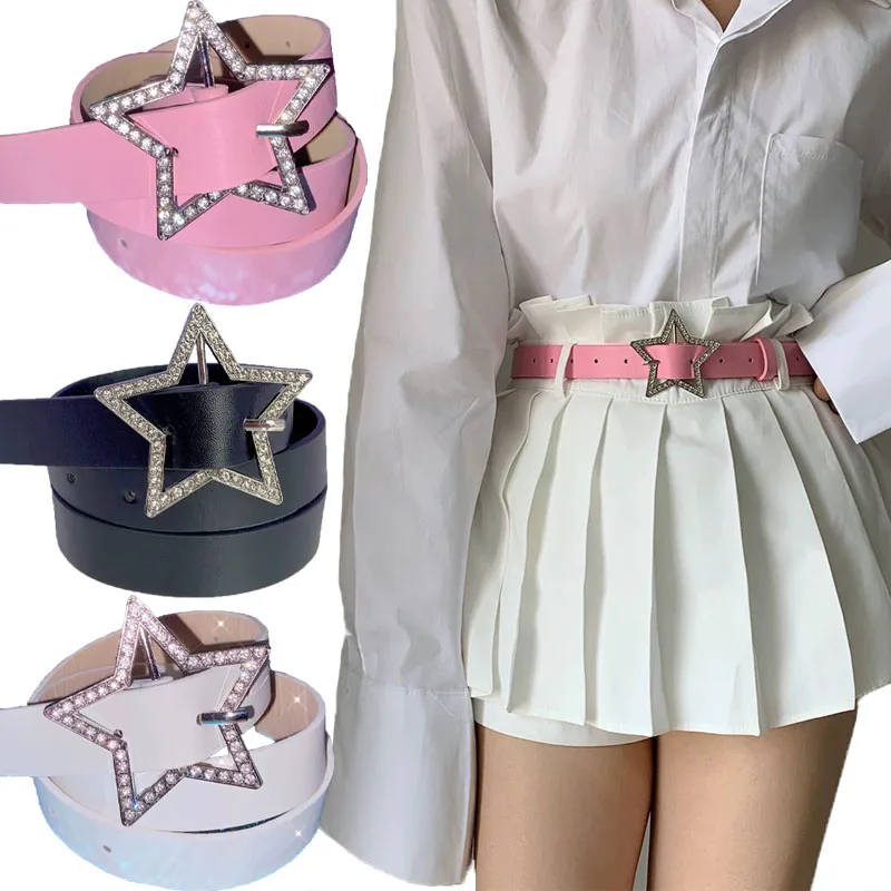 Sparkling Zircon Star Buckle Belt Women Y2K Y2K Pink PU Leather Waistbands Retro Elastic Binding Full Drill Bride Accessories
Sparkling Zircon Star Buckle Belt Women Y2K Y2K Pink PU Leather Waistbands Retro Elastic Binding Full Drill Bride Accessories