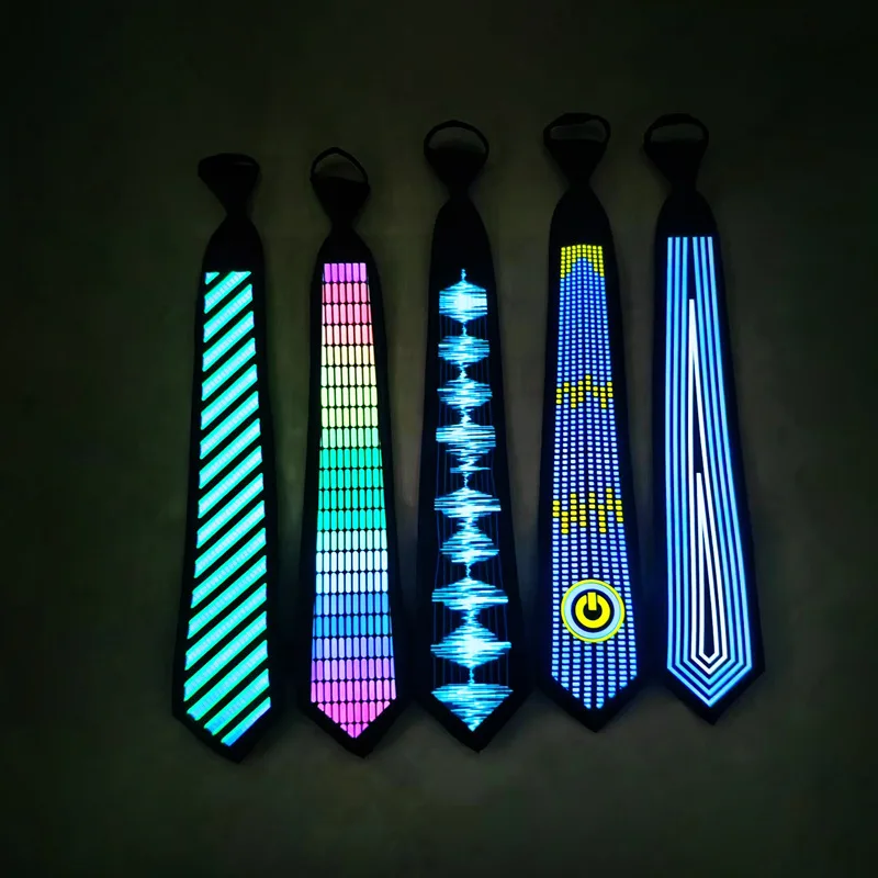 

Light Up Tie Nightclub Party Voice activated Glow Tie Men LED Tron Dance Wear Accessories Futuristic Props Performance Costume