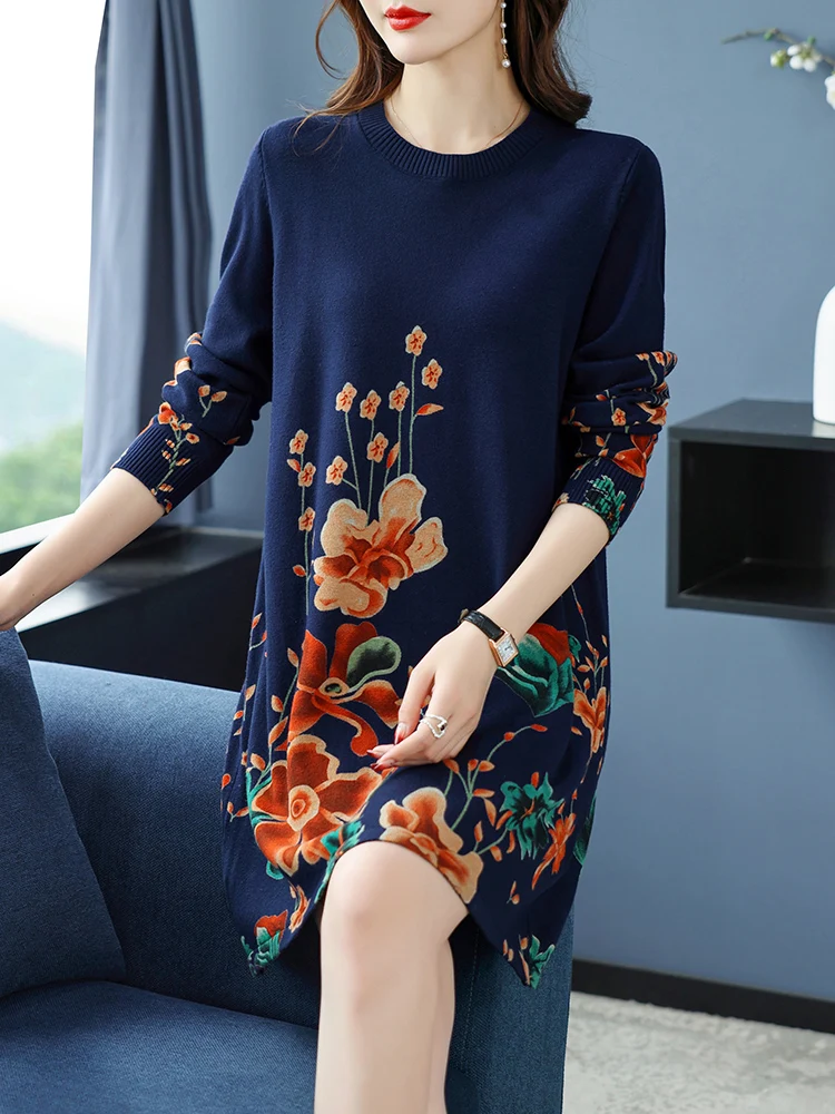3 Colors Floral Print Long Sweaters Dress Spring Winter Womens Clothing Long Sleeve Femme Pullover Loose Sweater Women
3 Colors Floral Print Long Sweaters Dress Spring Winter Womens Clothing Long Sleeve Femme Pullover Loose Sweater Women