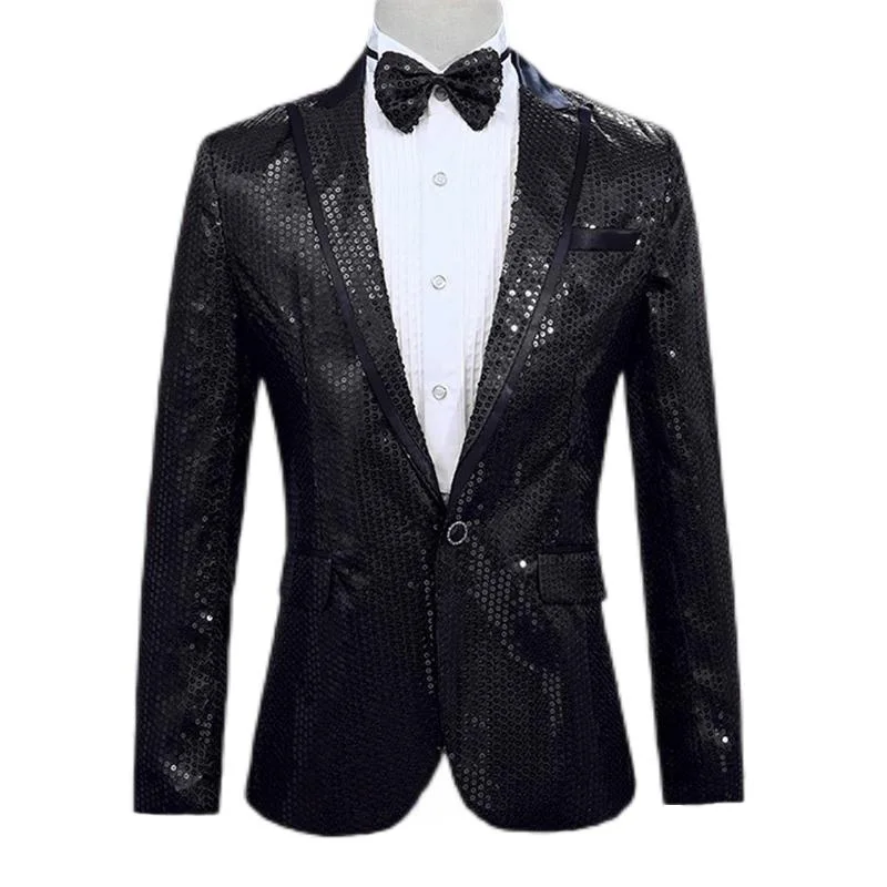 7-Colors Available Peak Lapel Men Sequin Suit Jacket Stage Performance Costume Mens Paillette Blazer With Bowtie
7-Colors Available Peak Lapel Men Sequin Suit Jacket Stage Performance Costume Mens Paillette Blazer With Bowtie