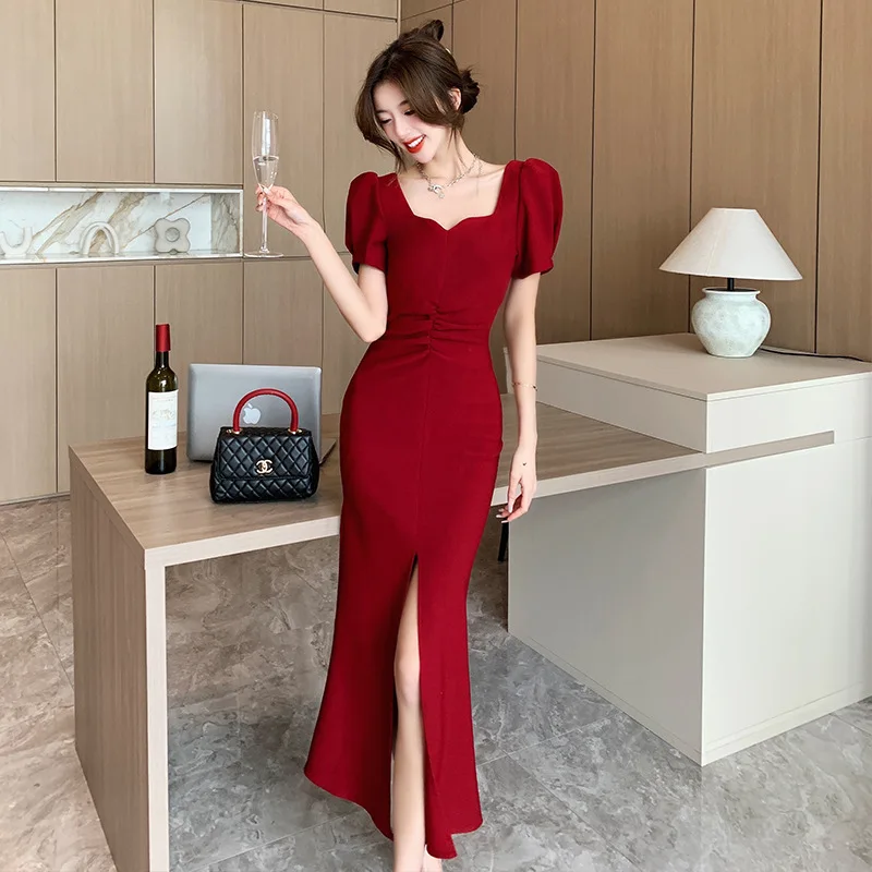 French Style High-Grade Long Little Dress Adult Lady like Woman Style Square Collar Puff Sleeve Slim-Fit Sheath Dress Summer
French Style High-Grade Long Little Dress Adult Lady like Woman Style Square Collar Puff Sleeve Slim-Fit Sheath Dress Summer