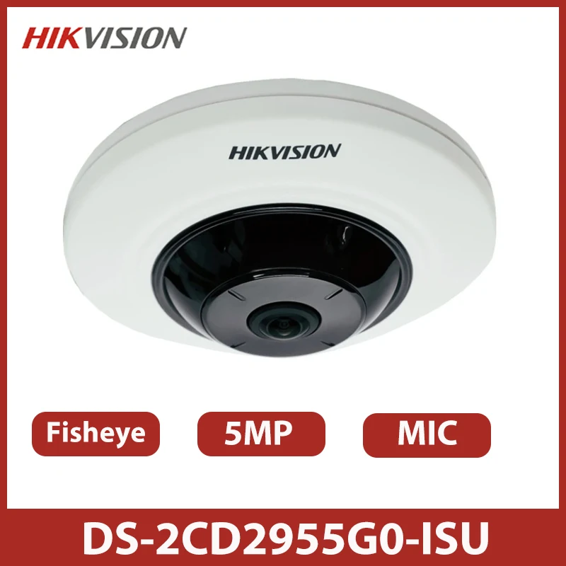 Hikvision DS-2CD2955G0-ISU 5MP Dome Network Camera H.265+ IR POE 180° Fisheye View Built-in Mic Audio Alarm I/O
Hikvision DS-2CD2955G0-ISU 5MP Dome Network Camera H.265+ IR POE 180° Fisheye View Built-in Mic Audio Alarm I/O