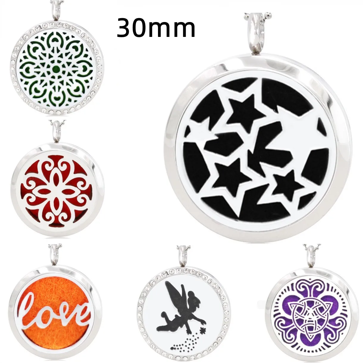 

1PC Love Angel 30mm Diffuser Locket Pendant 316L Stainless Steel Essential Oil Aromatherapy Perfume Lockets Jewelry Free 10Pads