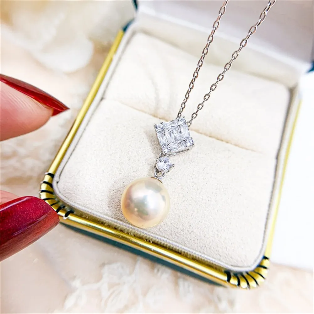 

DIY Pearl Accessories S925 Sterling Silver Pendant Empty K Gold Jade Necklace Pendant Fit 8-13mm Oval D354