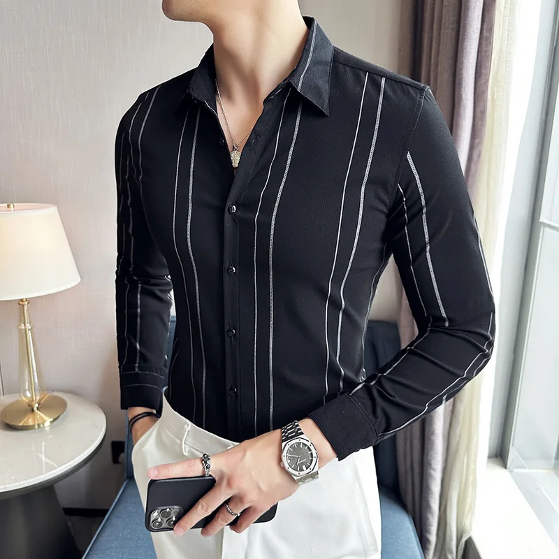 Эксклюзивная модная облегающая мужская деловая Классическая рубашка с длинным рукавом в Вертикальную Полоску
Эксклюзивная модная облегающая мужская деловая Классическая рубашка с длинным рукавом в Вертикальную Полоску