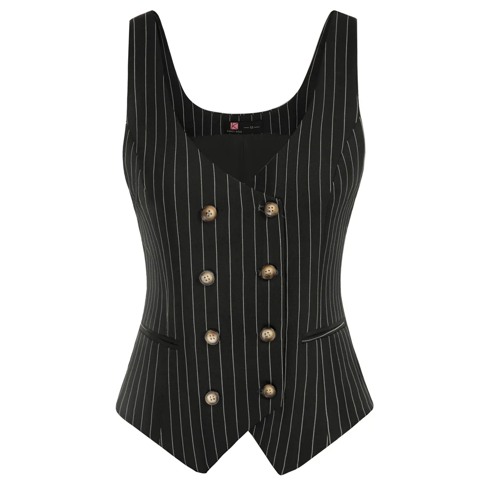 KK Women Double Breasted Vest Striped V-Neck U-Back Handkerchief Hem Waistcoat Vintage Suit Utton Down Formal Dressy Vest Coat
KK Women Double Breasted Vest Striped V-Neck U-Back Handkerchief Hem Waistcoat Vintage Suit Utton Down Formal Dressy Vest Coat