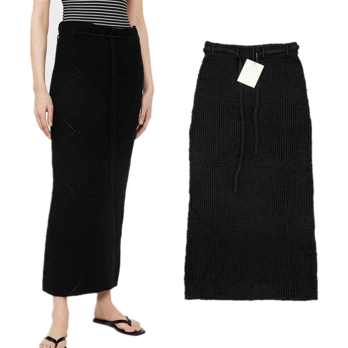 Maxdutti Black Knitted Skirts Women High Quality Fashion Ladies Minimalist Mulberry Wool Silk Midi Skirt Women
Maxdutti Black Knitted Skirts Women High Quality Fashion Ladies Minimalist Mulberry Wool Silk Midi Skirt Women