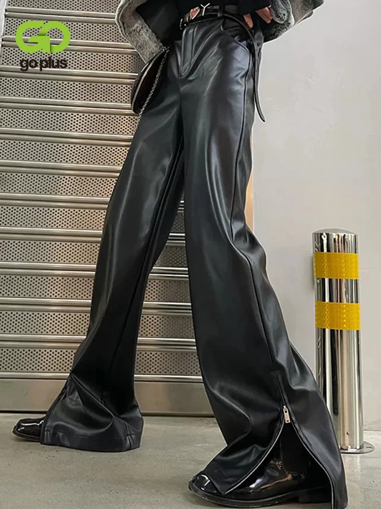 GOPLUS Women's Winter Pants Pu Leather High Waist Trousers Wide Leg Black Split Pants Pantaloni Donna Pantalon Cuir Femme C60532
GOPLUS Women's Winter Pants Pu Leather High Waist Trousers Wide Leg Black Split Pants Pantaloni Donna Pantalon Cuir Femme C60532