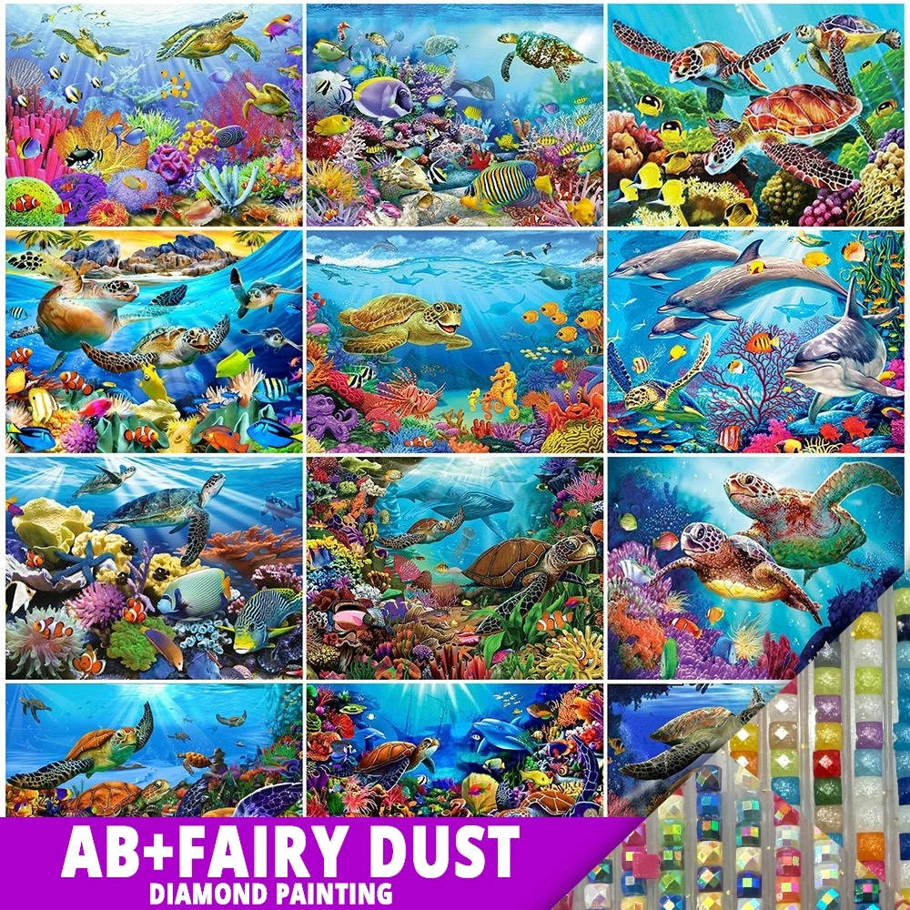 

AB Fairy Dust Diamond Painting 5D Embroidery Animal Sea Turtle Cross Stitch Mosaic Rhinestones Home Decor Full Drill DIY Crafts