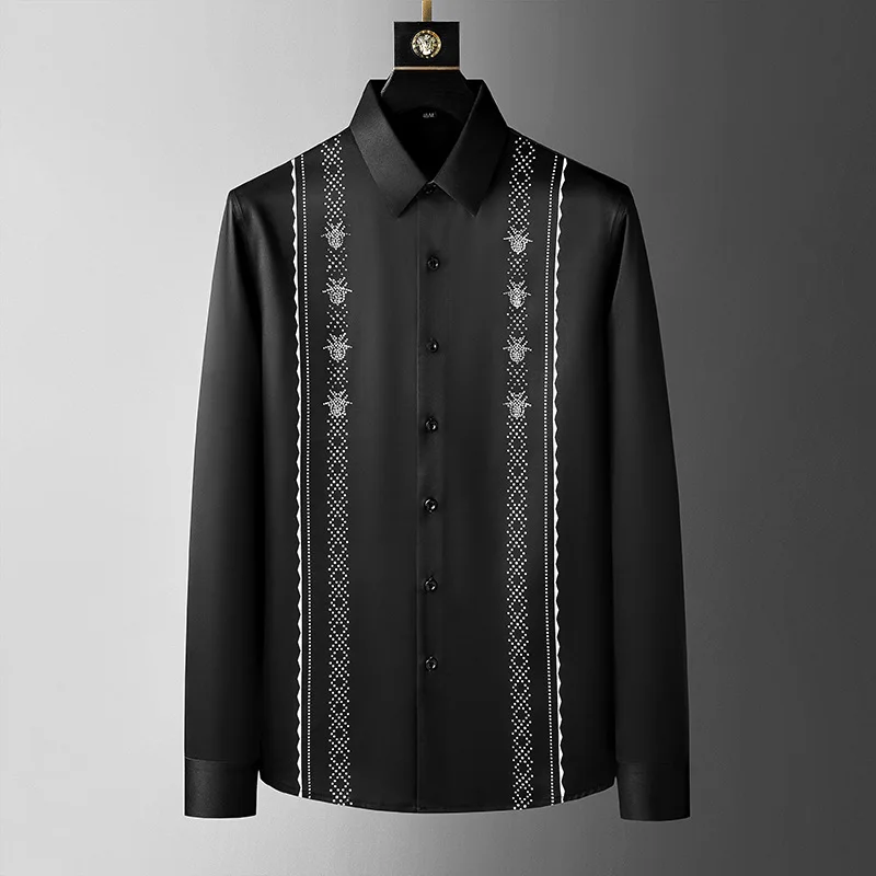 England Style Bee Rhinestones Shirts for Men Casual Long Sleeve Slim Shirt Mens Designer Clothes Roupas De Luxo Masculina
England Style Bee Rhinestones Shirts for Men Casual Long Sleeve Slim Shirt Mens Designer Clothes Roupas De Luxo Masculina