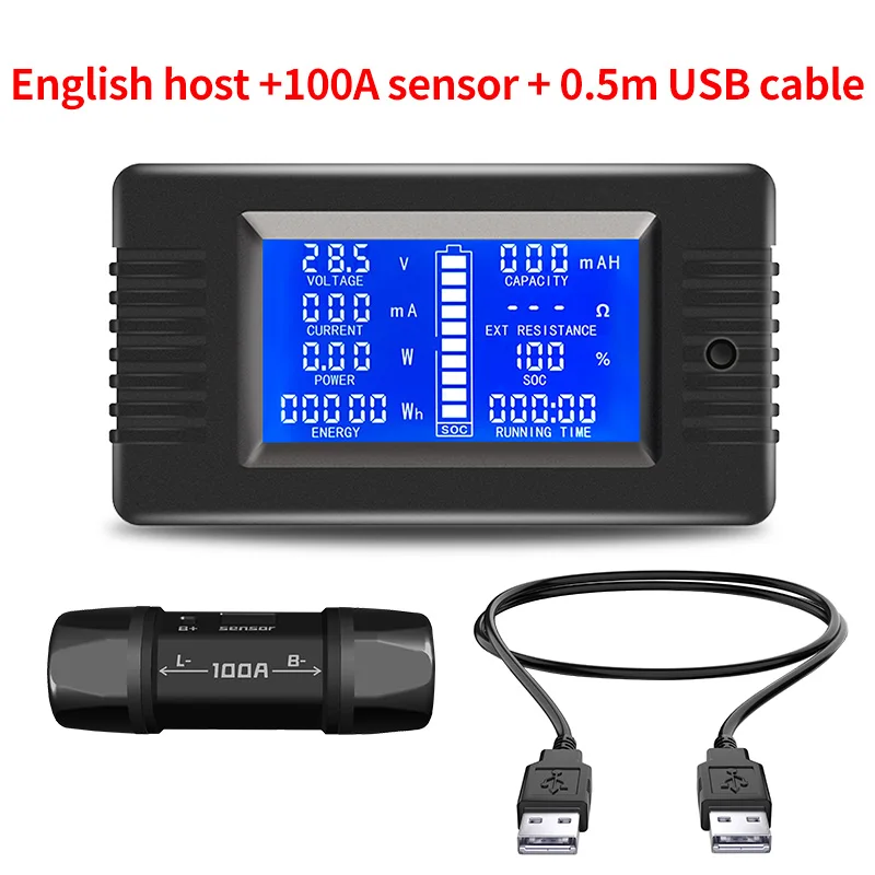 

USB-тестер емкости аккумулятора, постоянный ток 0-200 в, 0,5 А, М, цифровой вольтметр Амперметр с ЖК-дисплеем