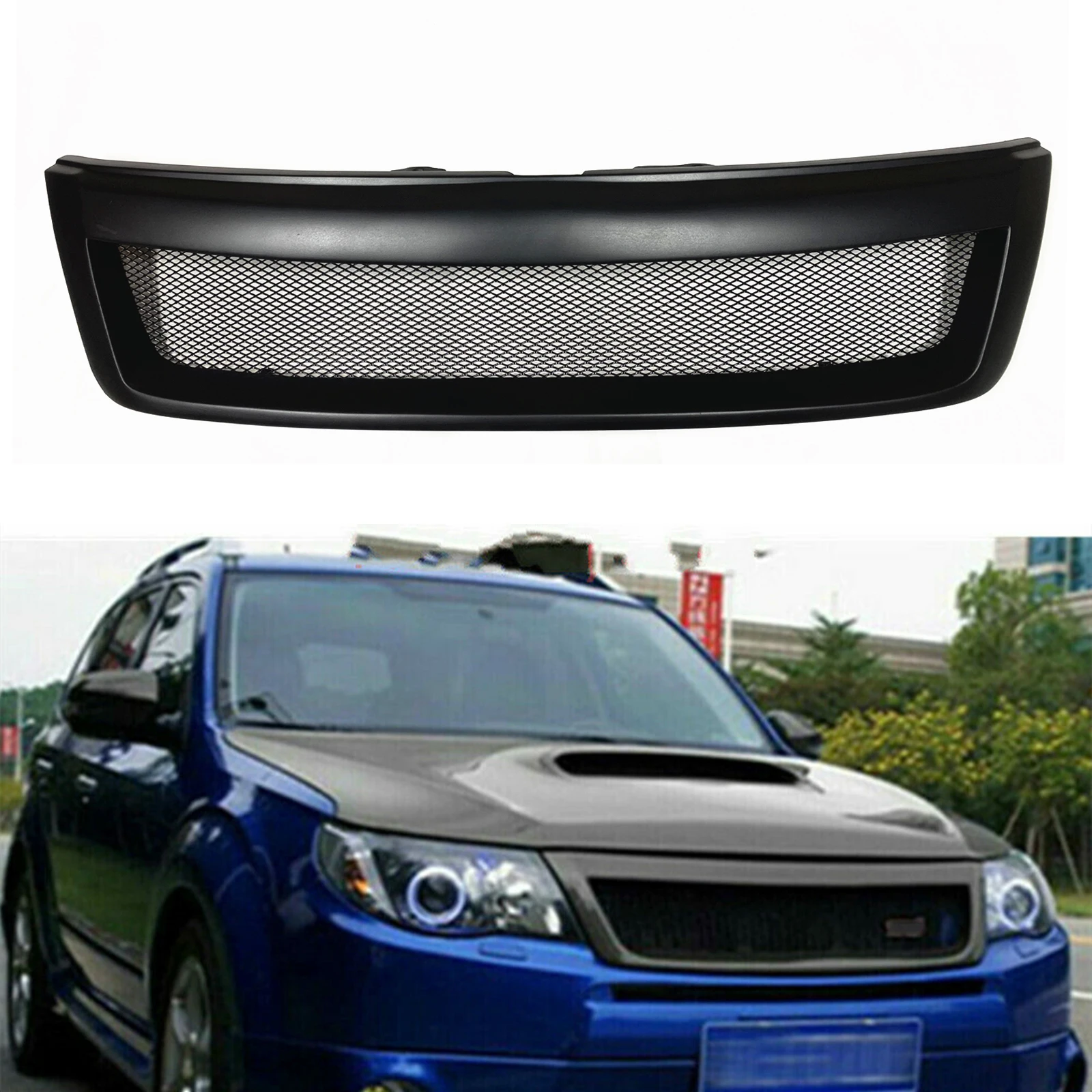 

Fiberglass Carbon Fiber Car Front Grille Grill Trim Upper Bumper Hood Mesh Auto Part For Subaru Forester 2009-2013 STI Style