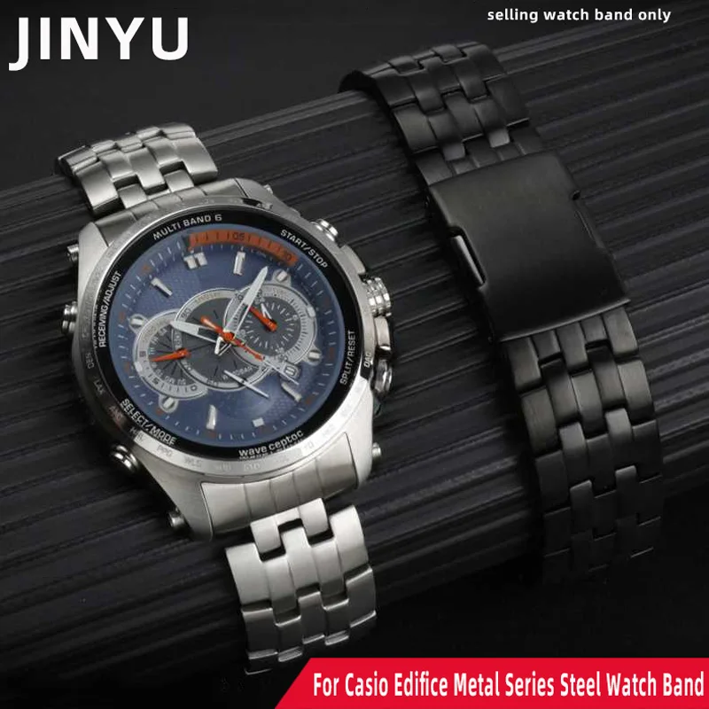 

Stainless steel strap For Casio Edifice metal series light wave watch EQW-M710DB refined steel watch with arc mouth 22mm