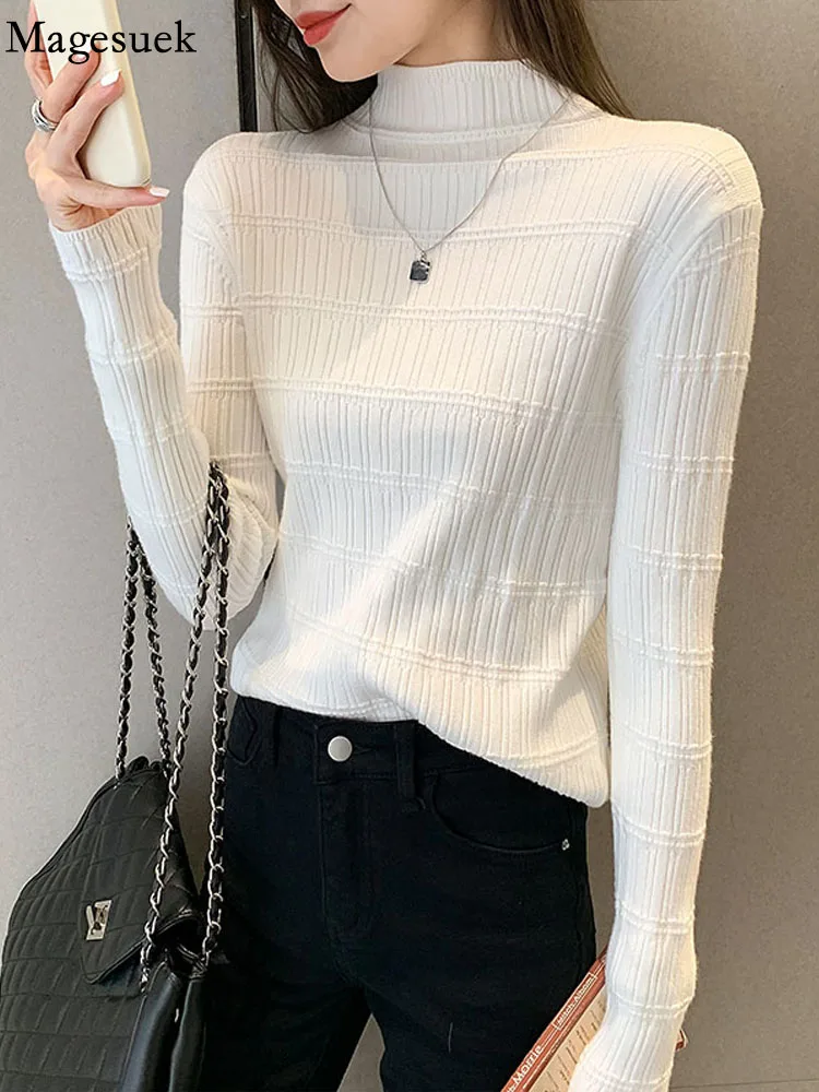 Women Pullover Knitted Sweater Pull Femme Autumn New Long Sleeve Tops Half Turtleneck Loose Bottoming Sweater Sueter Mujer 22716
Women Pullover Knitted Sweater Pull Femme Autumn New Long Sleeve Tops Half Turtleneck Loose Bottoming Sweater Sueter Mujer 22716