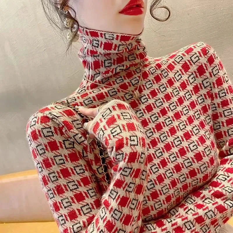 High-Neck Bottoming Women's Autumn Winter New Printed Pullover Slim Warm Sweater
High-Neck Bottoming Women's Autumn Winter New Printed Pullover Slim Warm Sweater