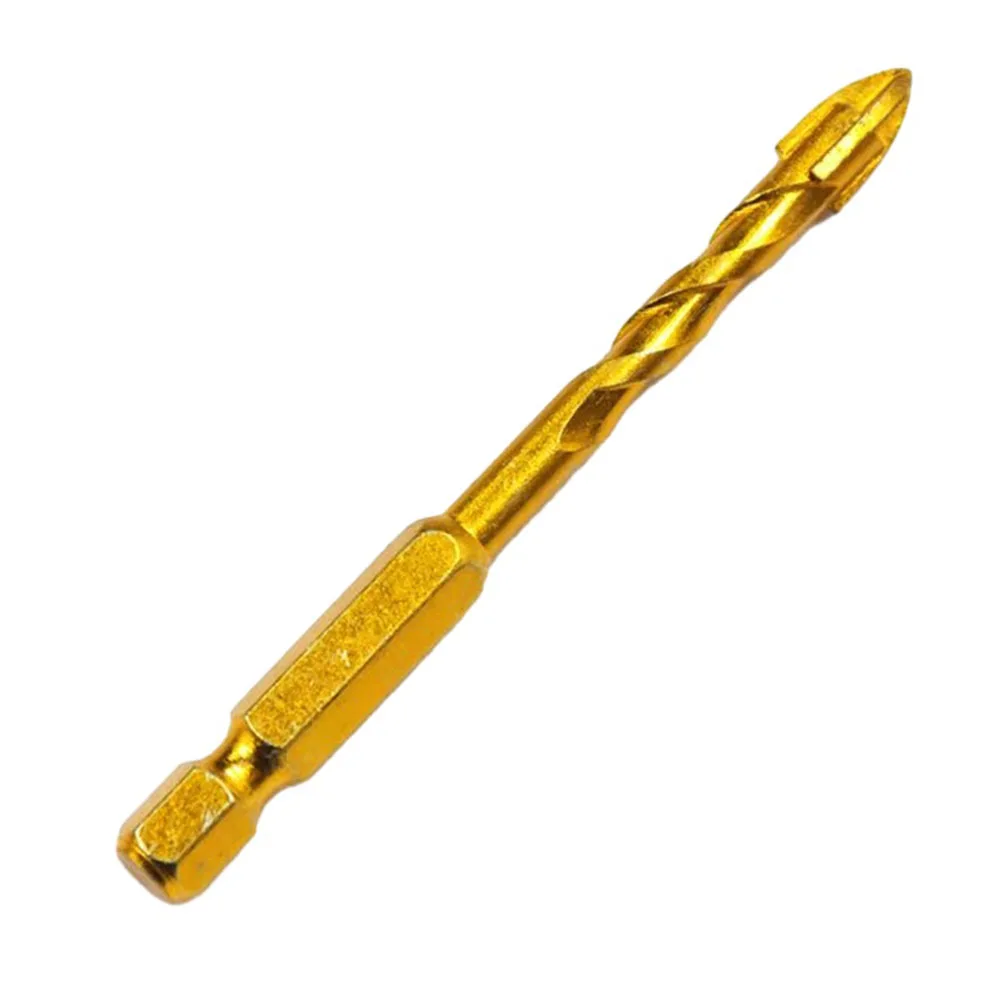 

1Pc 6/8/10/12mm Glass Drill Bit Hex Shank Titanium Tungsten Drill Bit Carbide Tile Glass Holes Cross Spear Head Drilling Bits