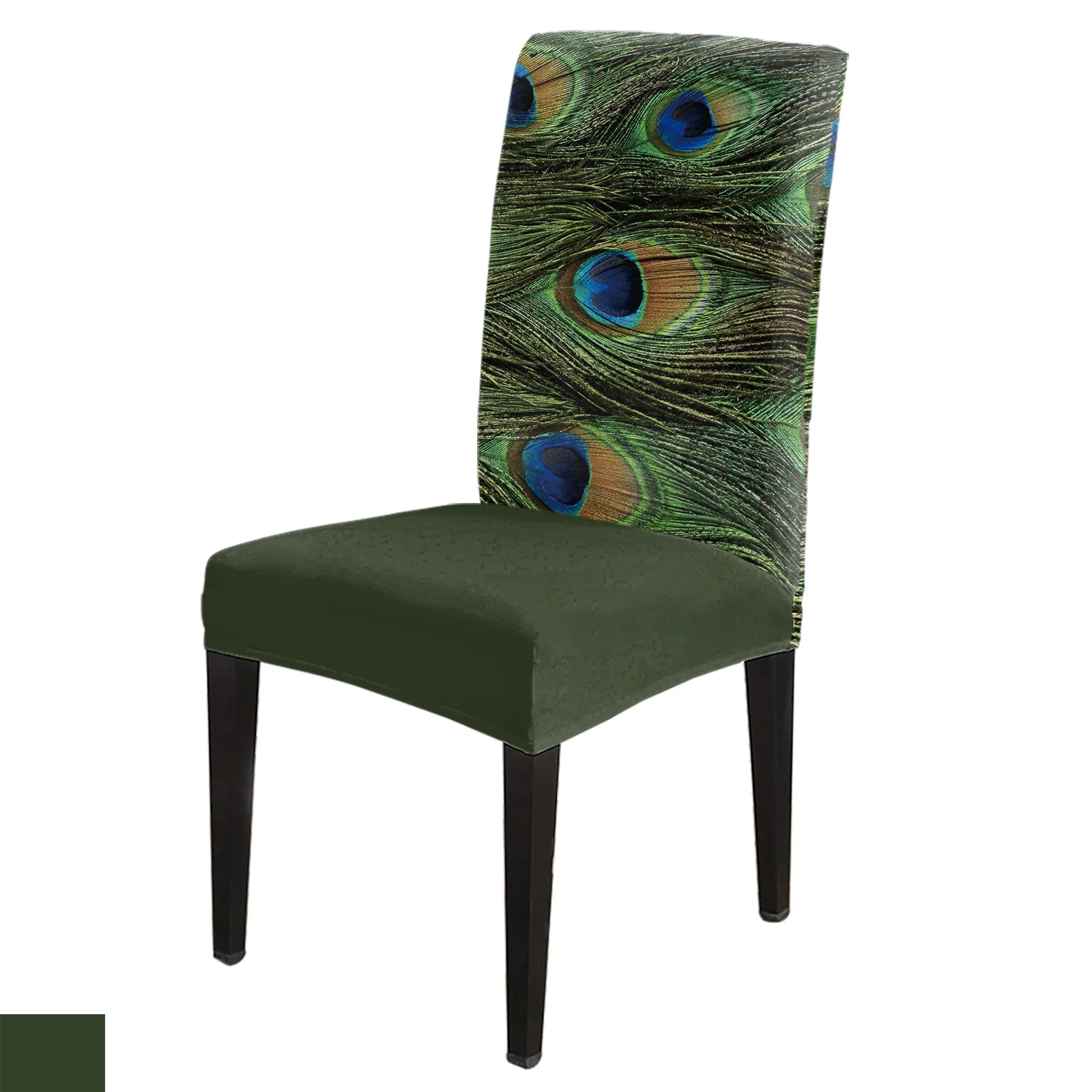 

Green Animal Peacock Feather Dining Chair Cover 4/6/8PCS Spandex Elastic Chair Slipcover Case for Wedding Home Dining Room