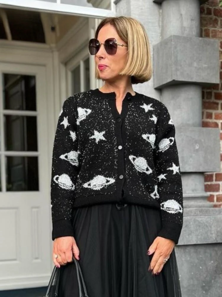 Irregular Sequin Knitted Cardigan For Women Fashion O Neck Long Sleeve Pocket Sweater Coat Autumn Chic Female Knitwear Tops
Irregular Sequin Knitted Cardigan For Women Fashion O Neck Long Sleeve Pocket Sweater Coat Autumn Chic Female Knitwear Tops