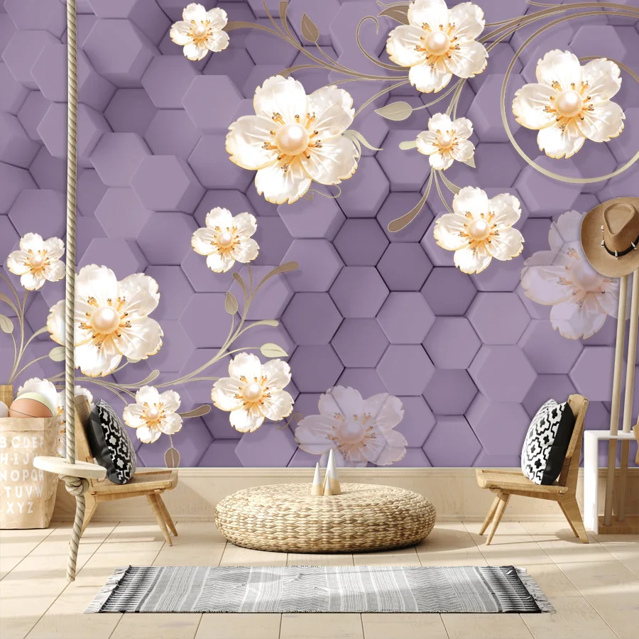 

Custom Peel and Stick Wallpaper Accept for Living Room Bedroom Walls Geometric Brick Flower Contact Paper Wall Papers Home Decor