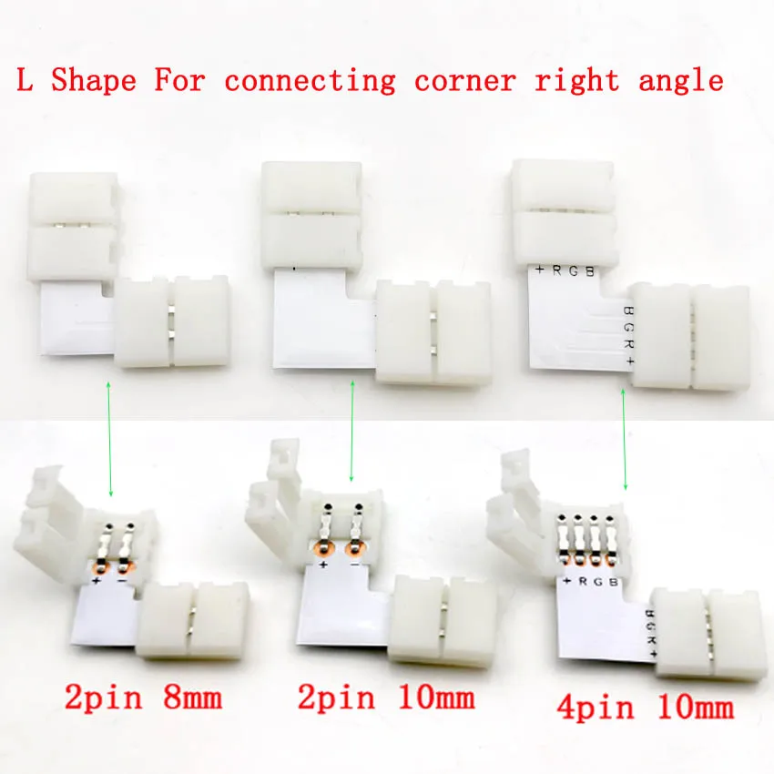 

5set L Shape 2pin 3pin 4pin 5pin 6pin LED Connector For Connecting Corner Right Angle 5050 RGB RGBW 3528 ws2812 LED Strip