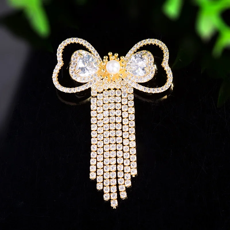 

full Zirconium bow Brooch Women's small fragrance pin skirt decoration Dress accessories corsage enamel pin brooches jewelry