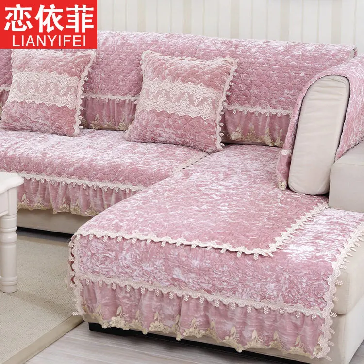 

Высококачественная Роскошная фланелевая утолщенная комбинированная подушка для дивана, чехол для дивана, зимнее нескользящее плюшевое покрывало для дивана, подушка