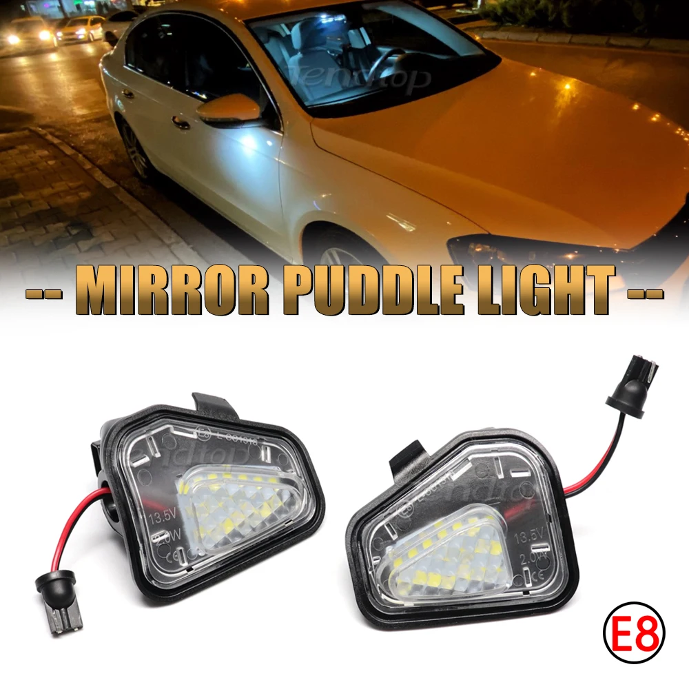 

For VW Passat B7 CC Scirocco Jetta MK6 EOS Beetle R LED Rearview Under Mirror Puddle Light Floor Ground Welcome Light White
