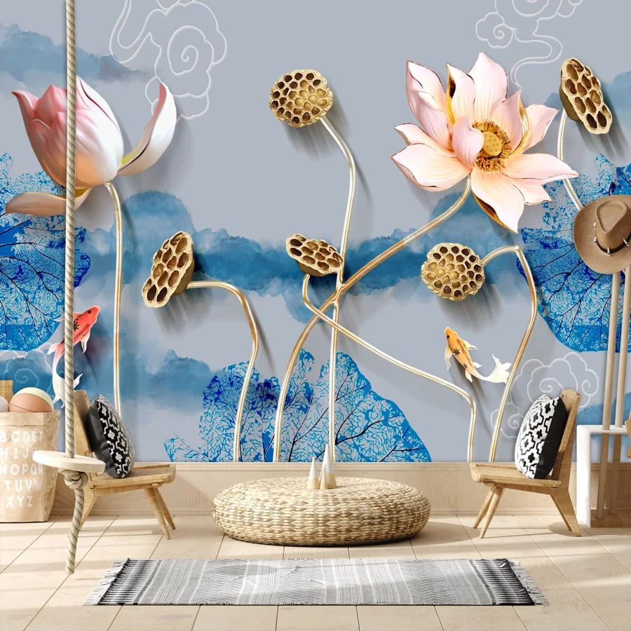 

Peel and Stick Wallpapers Accept for Bedroom Walls Living Room Background Water Lily Flower Contact Paper Wall Papers Home Decor