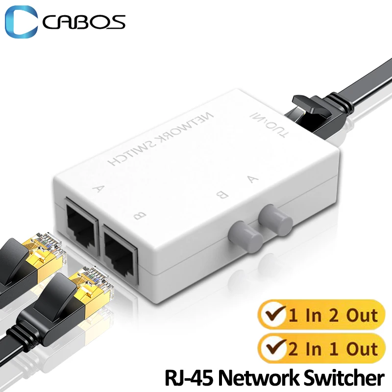 

Mini 2 Port RJ45 Network Switch Ethernet Dual 2 Way Port Manual Sharing Switcher RJ45 Network Box Hub Adapter Splitter Conterver