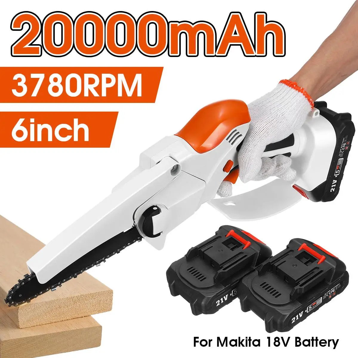 Keuhz 6 inch 21V mini Electric Chain Saw Rechargeable Chainsaw Woodworking Pruning Garden Power Tool for Makita 18V Battery
Keuhz 6 inch 21V mini Electric Chain Saw Rechargeable Chainsaw Woodworking Pruning Garden Power Tool for Makita 18V Battery