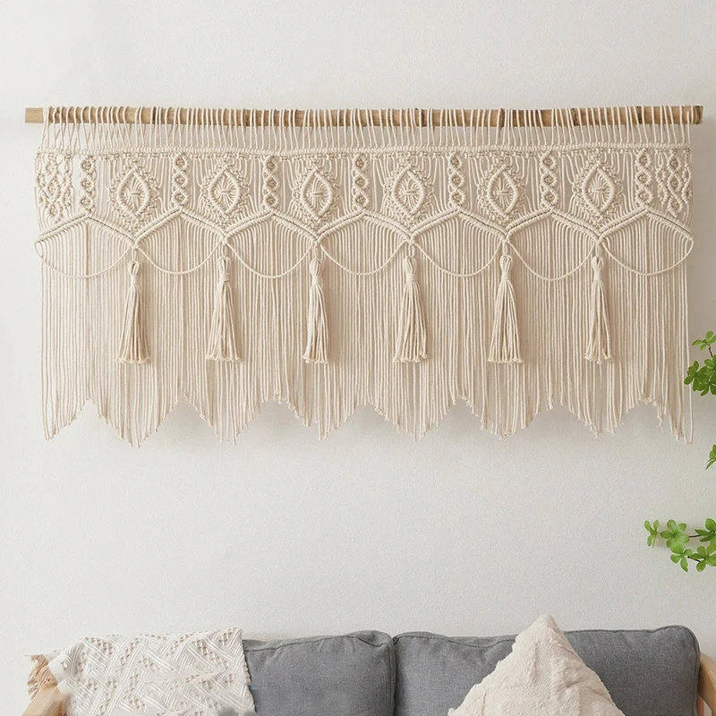 Hand-Woven Cotton Door Curtain Tapestry - Boho Wedding Backdrop 2 S09a08e0324a84aa5af8666c0acccee40r