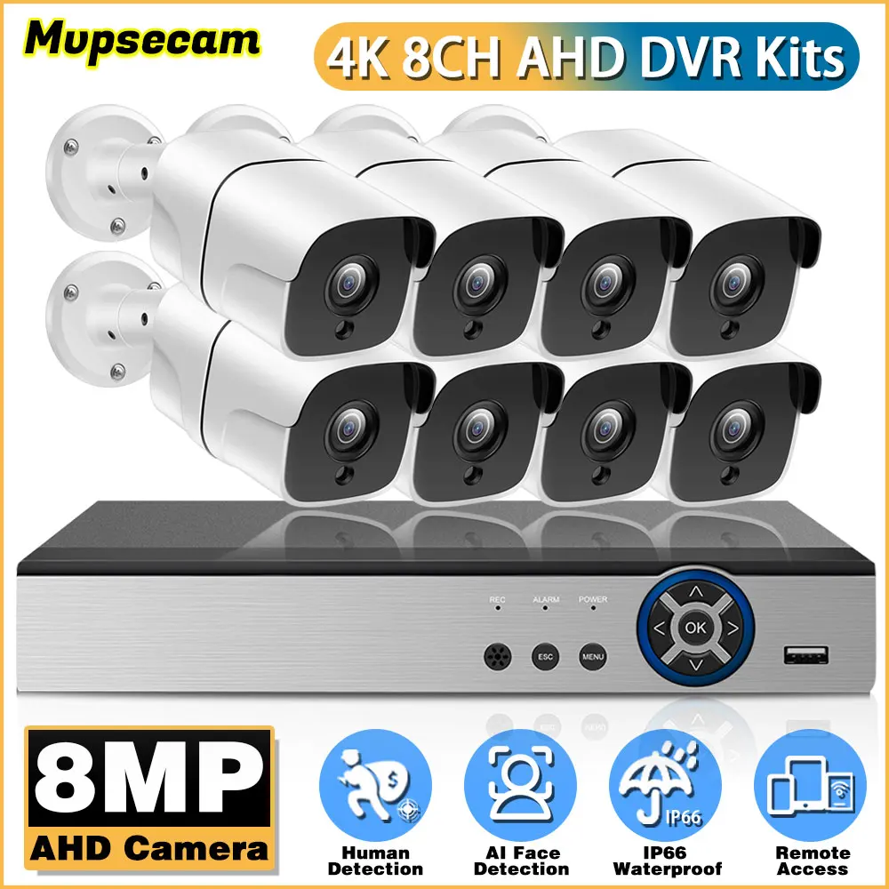 8MP Color Night Vision Surveillance System 8CH H.265+ P2P DVR Outdoor Waterproof Home CCTV 4K Video Camera Security System Kit
8MP Color Night Vision Surveillance System 8CH H.265+ P2P DVR Outdoor Waterproof Home CCTV 4K Video Camera Security System Kit