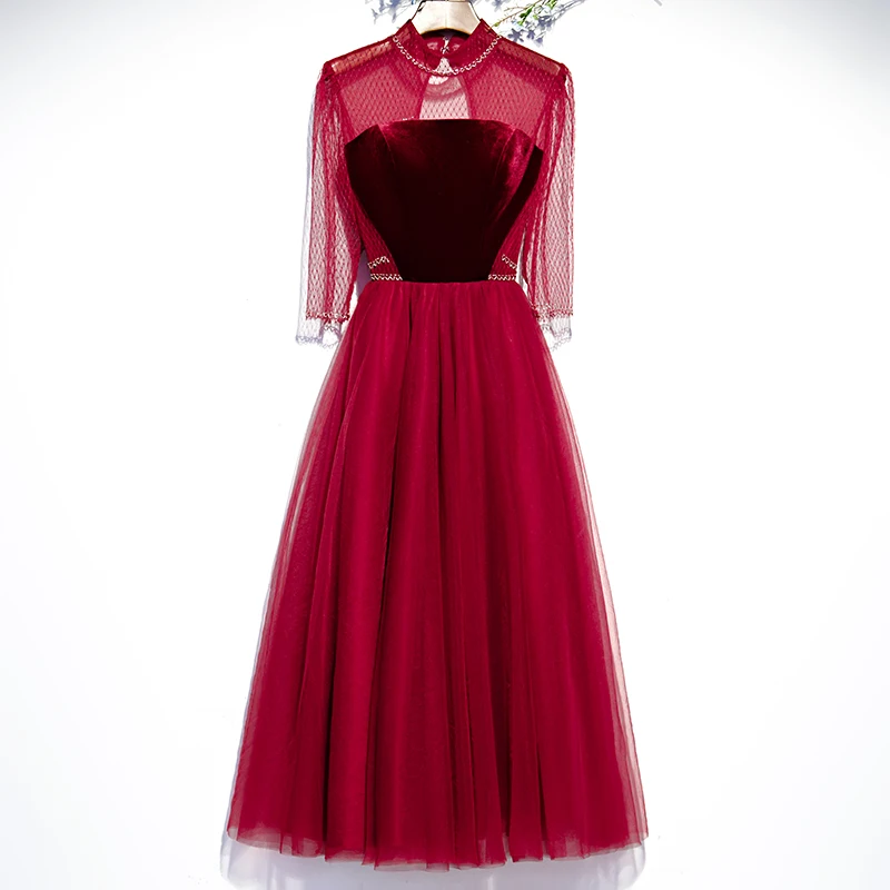 Evening Dress High Neck Empire Half Sleeves Backless Floor-Length Elegant A-Line Tulle Plus size Women Formal Party Gown C1450
Evening Dress High Neck Empire Half Sleeves Backless Floor-Length Elegant A-Line Tulle Plus size Women Formal Party Gown C1450