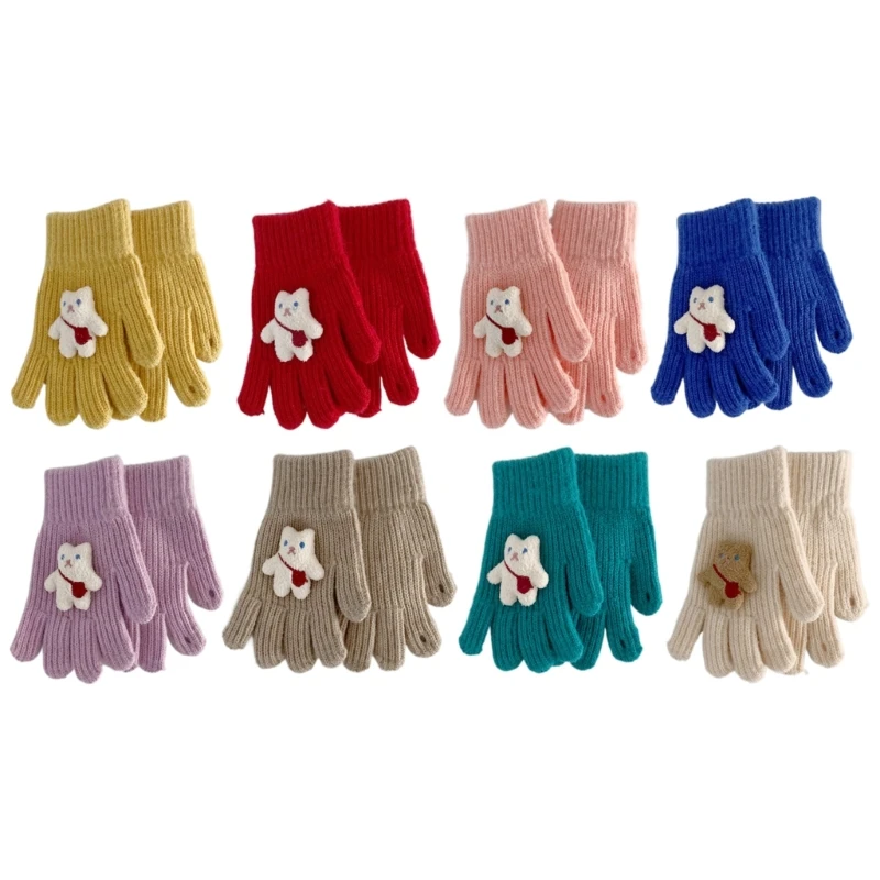 F62D зимние вязаные перчатки с полным пальцем, рюкзак с рисунком медведя, теплые варежки, однотонные перчатки, ветрозащитные для 
F62D зимние вязаные перчатки с полным пальцем, рюкзак с рисунком медведя, теплые варежки, однотонные перчатки, ветрозащитные для