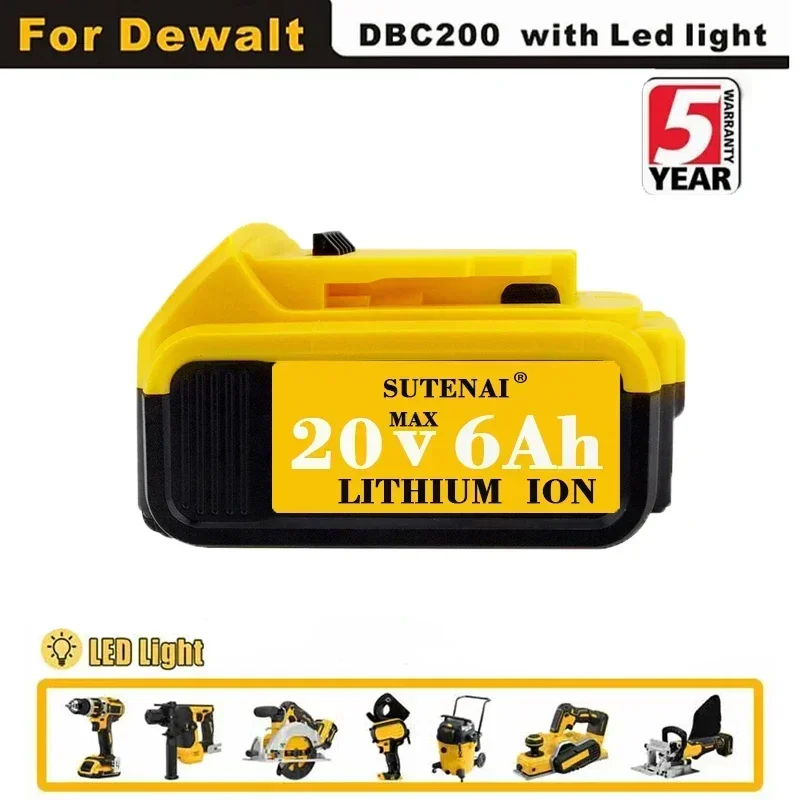 2023 Upgrade DCB200 20V 6000mAh Battery , charger For Dewalt 18V DCB184 DCB200 DCB182 DCB180 DCB181 DCB182 DCB201 Tools Battery
2023 Upgrade DCB200 20V 6000mAh Battery , charger For Dewalt 18V DCB184 DCB200 DCB182 DCB180 DCB181 DCB182 DCB201 Tools Battery