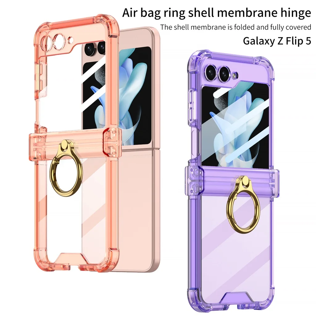 For Samsung Galaxy Z Flip 5 Flip5 Case Transparent Ring Holder Bracket Folding Hinge Four Corner Shockproof Silicone Back Cover
For Samsung Galaxy Z Flip 5 Flip5 Case Transparent Ring Holder Bracket Folding Hinge Four Corner Shockproof Silicone Back Cover