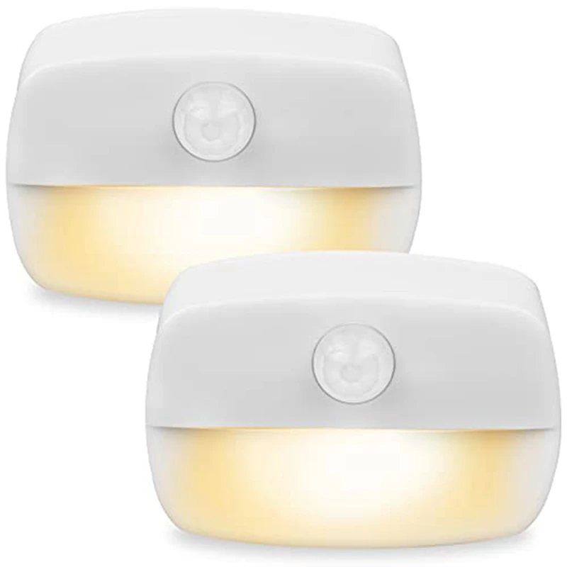 

LED Nightlight With Motion Sensor, Children's White Nightlight, Automatic On/Off Cabinet Lighting With Adhesive 2Pcs
