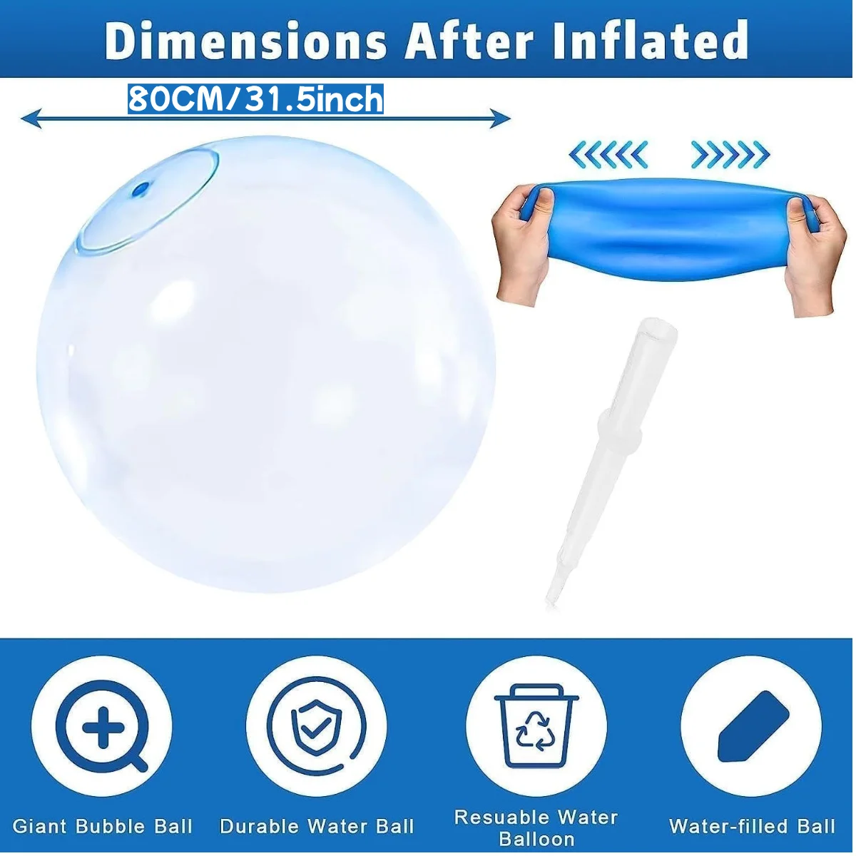 Super Magic Bubble Balls, Inflatable Water Ball, Transparent Bouncy Balloons, Water Fun for Outdoor Play,Pool party gift Super Magic Bubble Balls, Inflatable Water Ball, Transparent Bouncy Balloons, Water Fun for Outdoor Play,Pool party gift