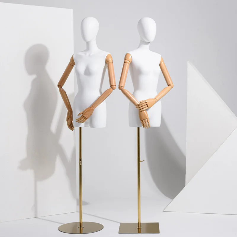 

Female White Half-body Mannequin Props for Clothing Store Display Frame Women's Dress Window Clothing Model Frame