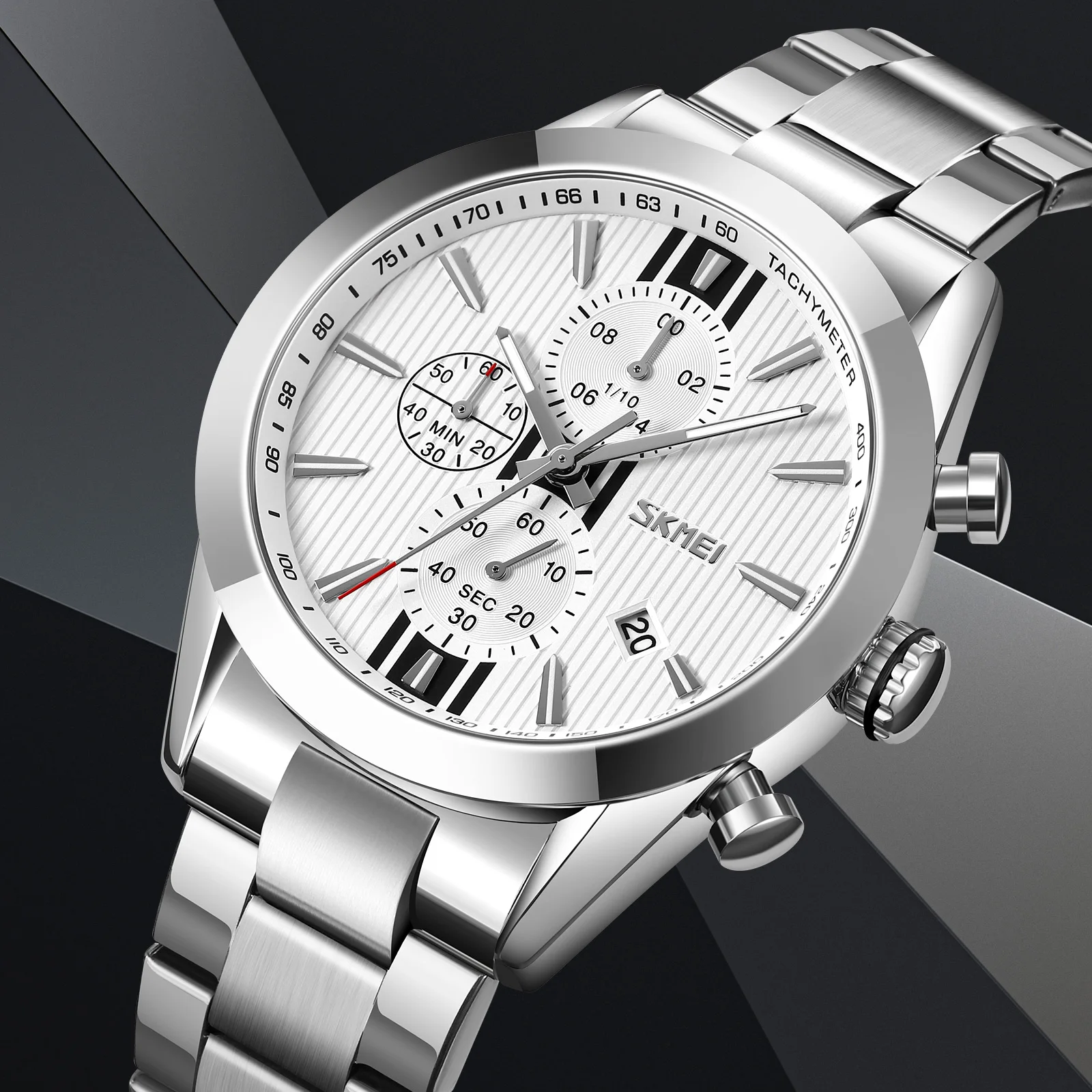 

SKMEI Fashion Sports Business Мужские часы Multifunction Stopwatch Date Waterproof Stainless Steel Trend Reloj de cuarzo 9302