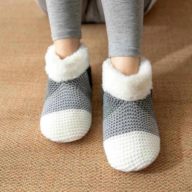 

Winter Warm Slipper Home Fuzzy Womens Furry Contton Plush Anti Skid Grip Sole Indoor Female House Fluffy Shoes Ladies 2024 New