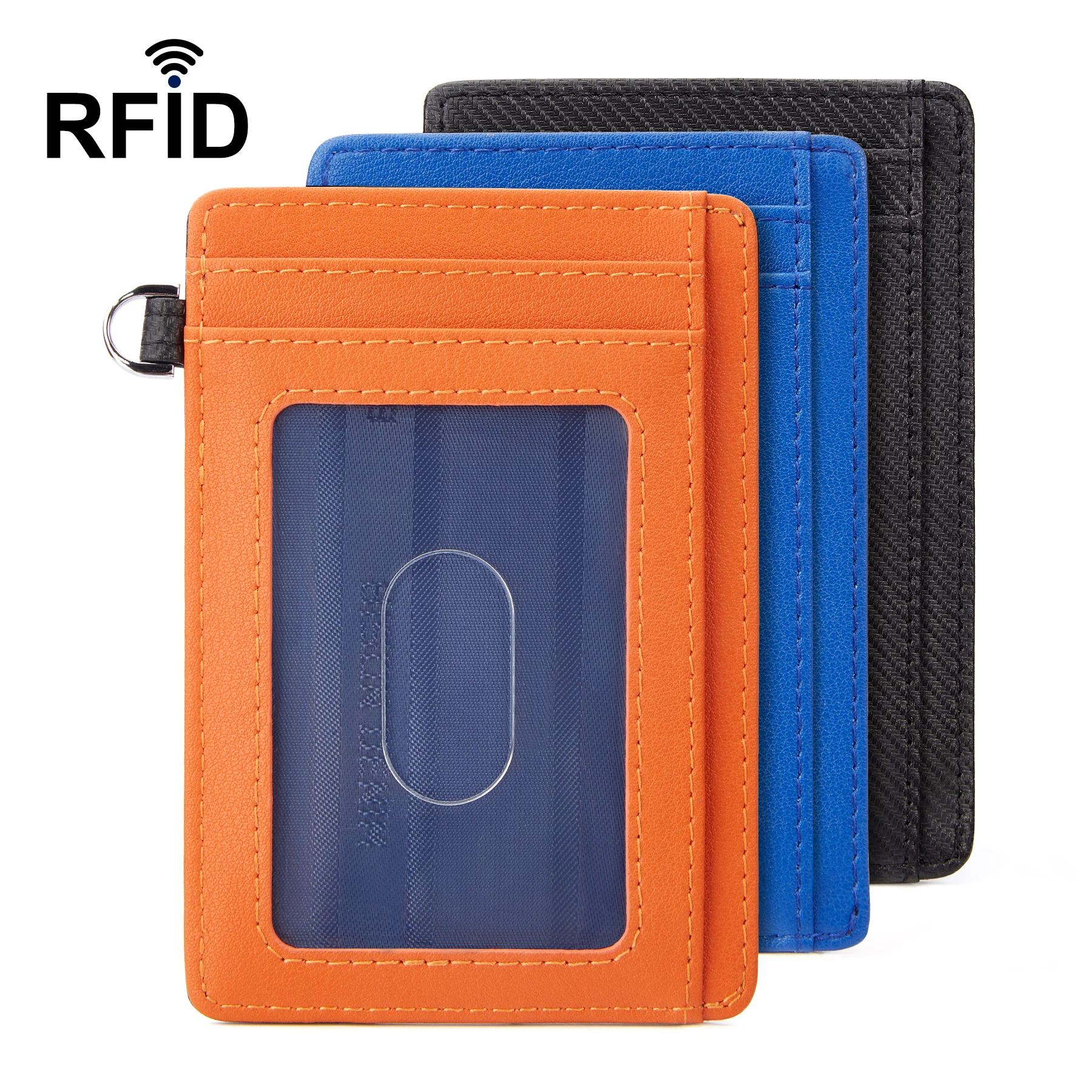 

BISON DENIM Slim Minimalist Card Holder Wallet Front Pocket RFID Blocking Carbon Fiber Wallets Men Women ID Credit Card Holder