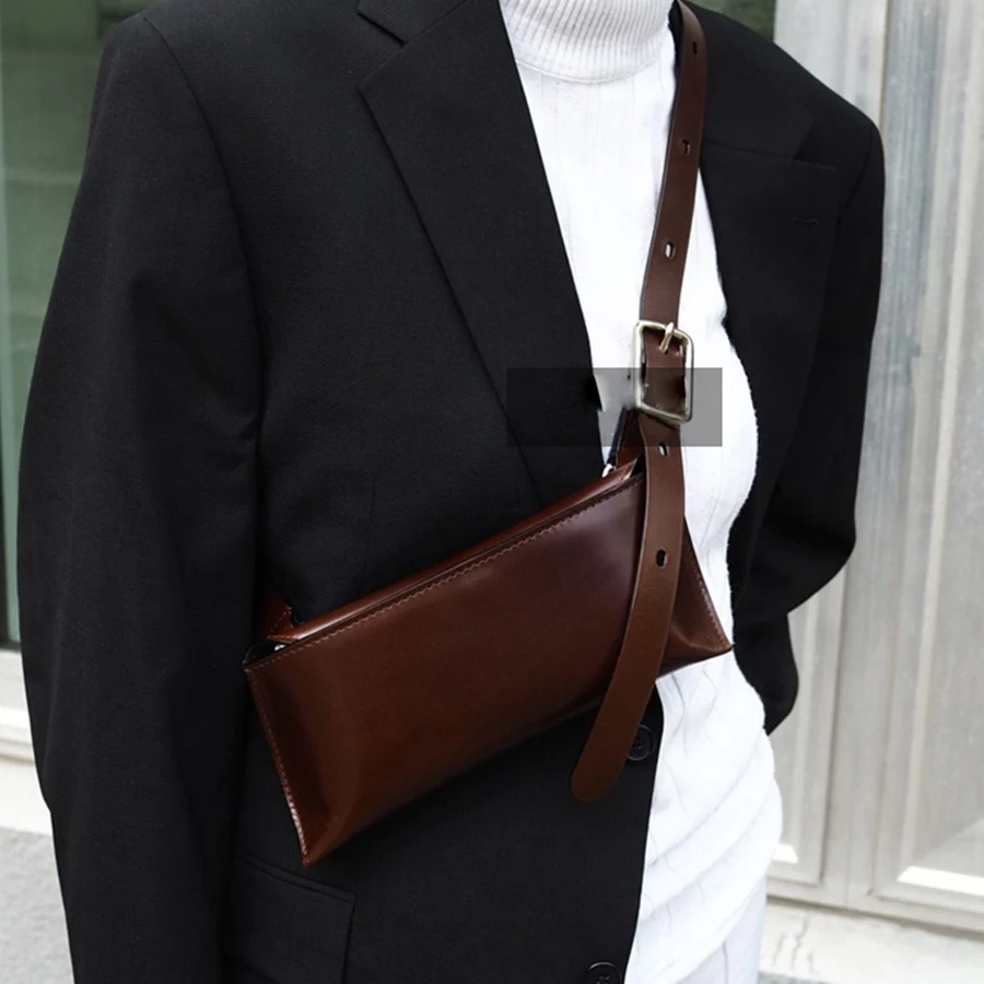 

Винтажная однотонная женская сумка неправильной формы с широким ремнем, нагрудная сумка из искусственной кожи, сумка через плечо, женская сумка