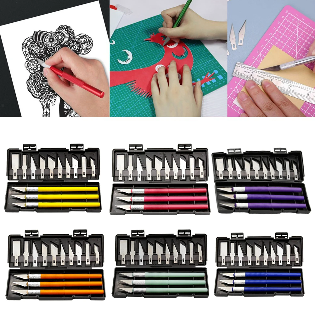 13 Pcs Set Art Carving Cutter With Box Paper Sticker Paper Cutter Wood Carving Blade Multifunctional With Replacement Blades
13 Pcs Set Art Carving Cutter With Box Paper Sticker Paper Cutter Wood Carving Blade Multifunctional With Replacement Blades